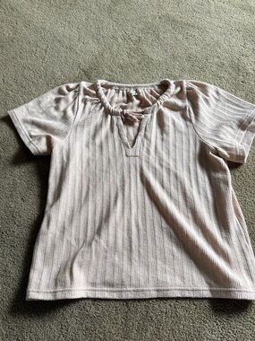 Madewell 100% cotton Light Blush Ribbed Short Sleeve Top